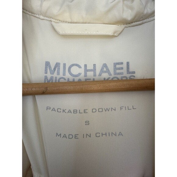 Michael Kors Womens Small Cream Down Fill Packable Winter Hooded Puffer Jacket - Picture 4 of 10
